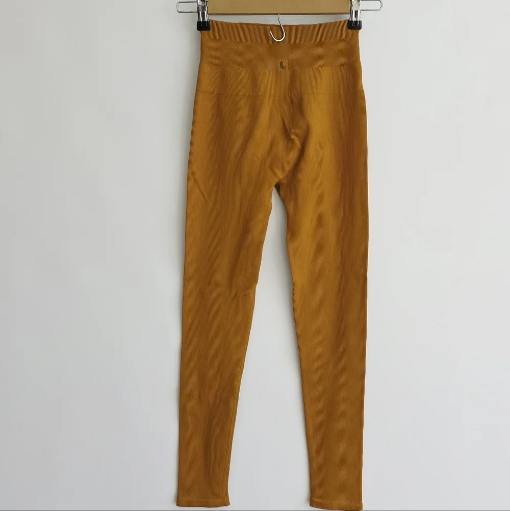 Lolë Sweat Tech Pecan Color Rib Athletic Leggings Women's Size XS